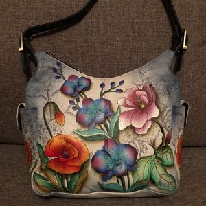 Anuschka Hand Painted Hobo Handbag